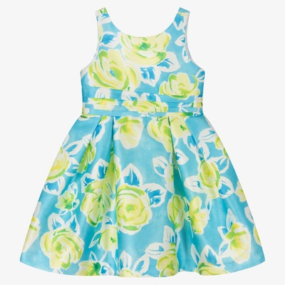 Abel & Lula Babies' Girls Blue & Yellow Floral Dress