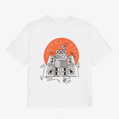 Stella Mccartney Babies'  Kids Boys White Cotton Speakers T-shirt