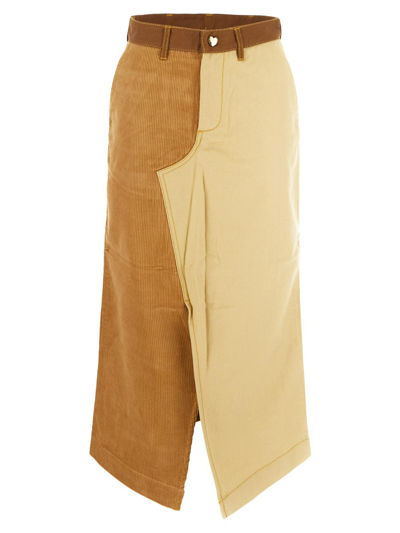 Marni X Carhartt Two-tone Skirt In Brown