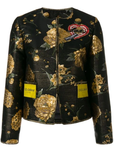 Dolce & Gabbana Embellished Brocade Jacket In Jacquardnero
