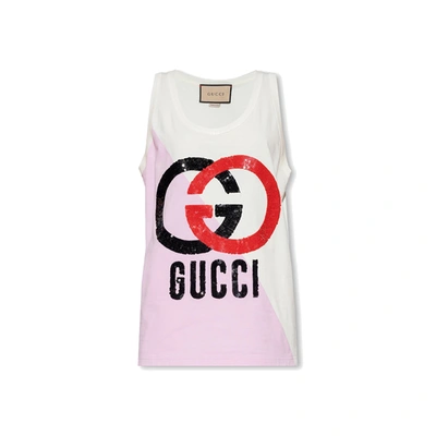 Gucci Cotton Jersey Tank Top With Intarsia In White