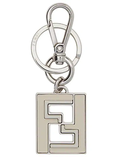 Fendi Logo Keyring In Metallic