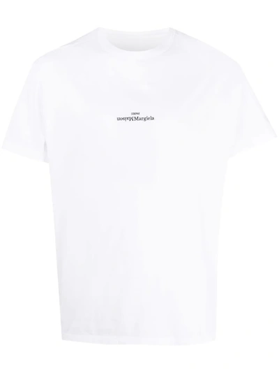 Maison Margiela Upside Down Logo T-shirt In White