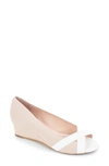 Patricia Green Como Peep Toe Wedge Sandal In Natural White