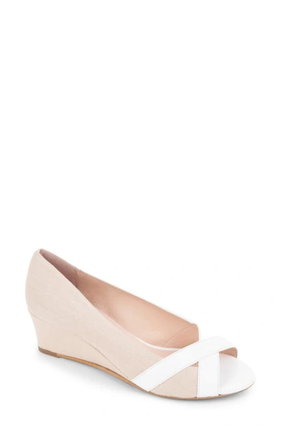 Patricia Green Como Peep Toe Wedge Sandal In Natural White