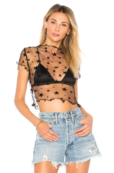 By The Way. Sandra Mesh Star Top In Black