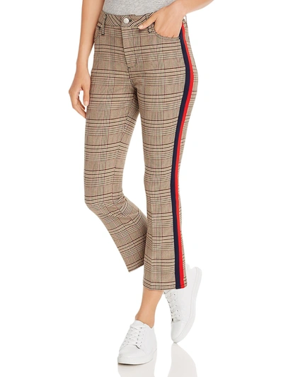 Aqua Womens Striped Bootcut Cropped Pants In Brown