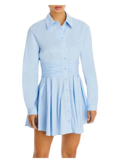 Bardot Leoni Womens Collared Short Shirtdress In Blue