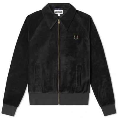 Fred Perry X Miles Kane Velour Track Jacket In Black