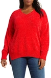 Sanctuary Womens Chenille Pullover V-neck Sweater In Pink