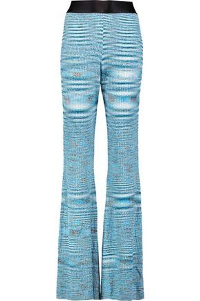Ellery Woman Mercury Mélange Ribbed-knit Flared Pants Blue