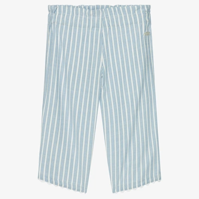 Pan Con Chocolate Babies' Girls Blue & White Striped Trousers