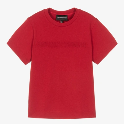 Emporio Armani Babies' Boys Red Cotton Embossed Logo T-shirt