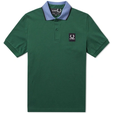 Raf Simons Fred Perry X  Contrast Collar Pique Polo In Green