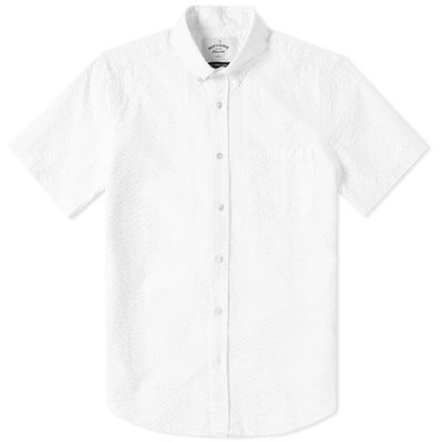 Portuguese Flannel Short Sleeve Atlantico Seersucker Shirt In White