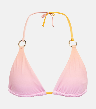 Louisa Ballou Printed Bikini Top In Pink,multi