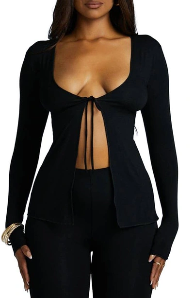 Naked Wardrobe Tie Front Top In Black