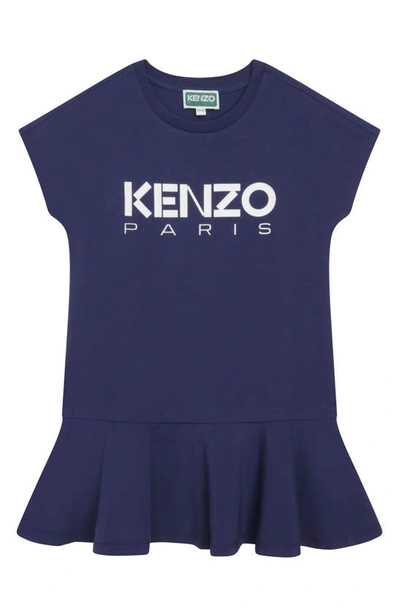 Kenzo Kids' Little Girl's & Girl's Drop-waist Logo Dress In 80k-blue
