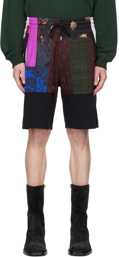 Dries Van Noten Men's Herick Patchwork Shorts In Multicolour