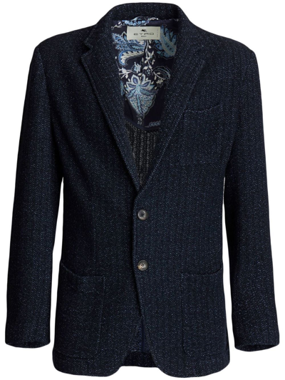Etro Fitted Single-breasted Blazer In Light Blue