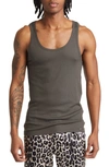 Tom Ford Scoop-neck Ribbed Tank Top In Military Green