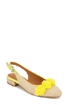 Gentle Souls By Kenneth Cole Anana Raffia Flower Slingback Flat In Natural Weave