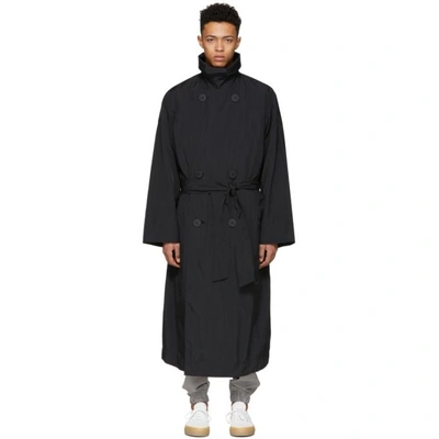 Issey Miyake Men Black Oversized Taffeta Trench Coat In 15 Black