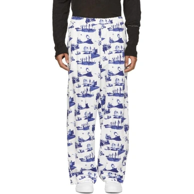 Name . White And Blue Space Pyjama Trousers In 01.wht.blu