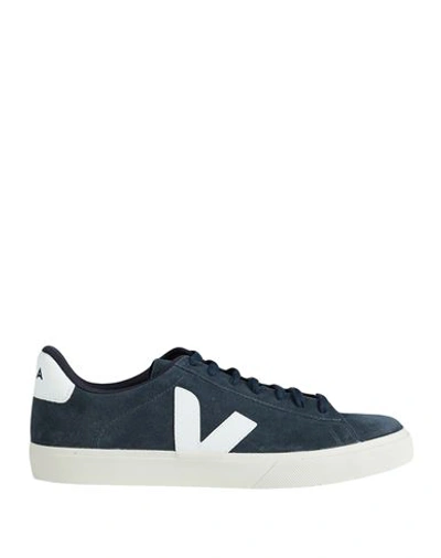 Veja Campo Leather-trimmed Suede Sneakers In Navy