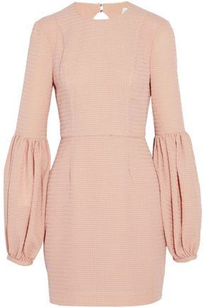 Rebecca Vallance Woman Cutout Gathered Jacquard Mini Dress Baby Pink