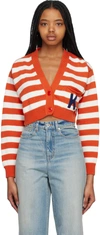 Kenzo Nautical Stripes Cardigan Sweater In Medium Red