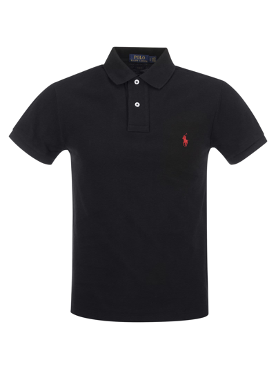 Polo Ralph Lauren Slim-fit Pique Polo Shirt In Black