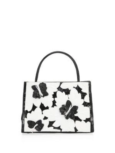 Nancy Gonzalez Mini Crocodile Wallis Floral Mini Bag In Black