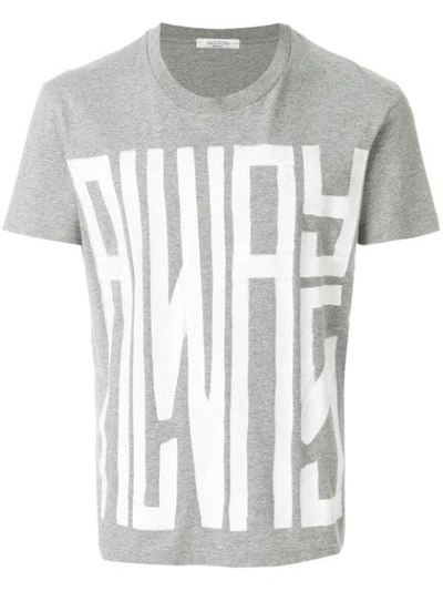 Valentino Gray Cotton T-shirt With Anywhen Print In Grigio