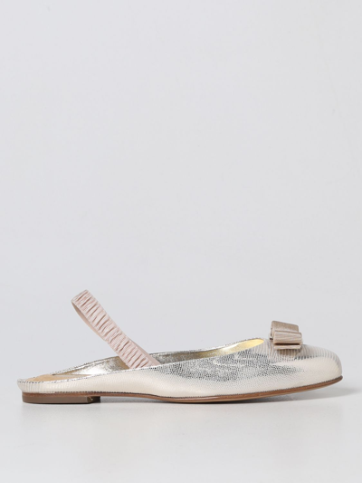 Ferragamo Varina Ballet Flats In Leather In Silver