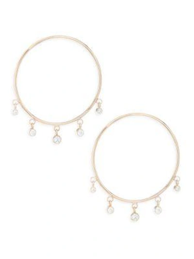 Zoë Chicco Gold Hoop Diamond Drop Earrings In Yellow Gold