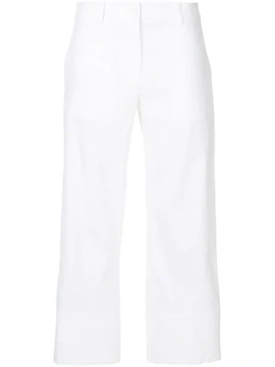 Theory Fluid Cropped Wide-leg Pants In White