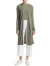 Theory Torina Long Cashmere Cardigan In Faded Army