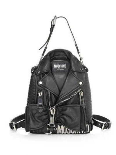 Moschino Biker Convertible Backpack In Black