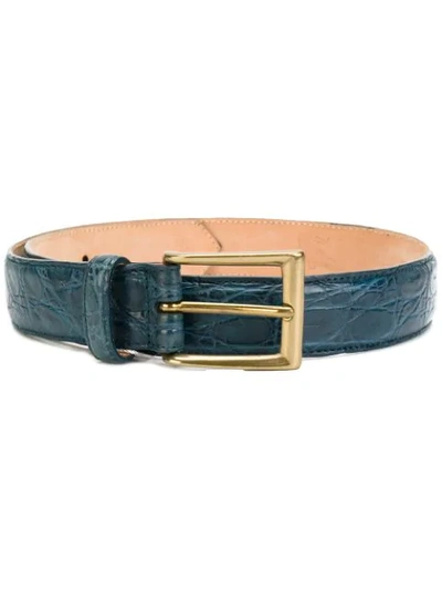 Liska Textured Style Buckle Belt In Blue