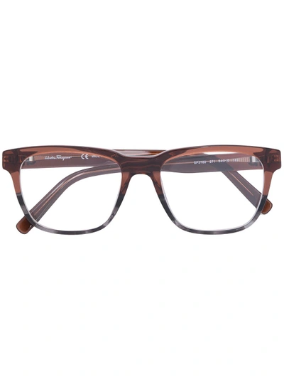 Ferragamo Square Frame Glasses In Brown