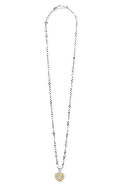 Lagos Caviar Luxe Diamond Heart Pendant Necklace In Gold
