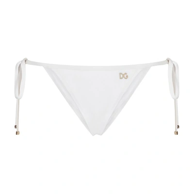 Dolce & Gabbana String Bikini Bottoms In Optical White