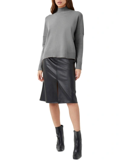 French Connection Jeanie Womens Heathered Ribbed Trim Mock Turtleneck Sweater In Multi