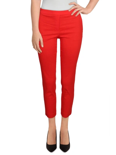 Theory Treeca Womens Linen Blend High-rise Cropped Pants In Red