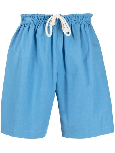 Jil Sander Drawstring-waist Cotton Shorts In Blue