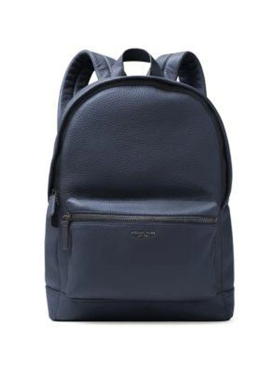 Michael Kors Bryant Pebble-textured Leather Backpack In Navy
