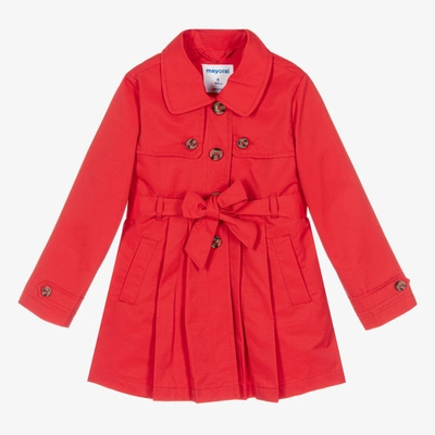 Mayoral Kids' Girls Red Trench Coat