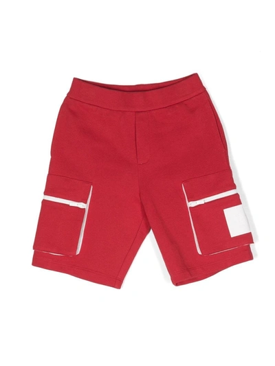 Emporio Armani Boys Red Cotton Logo Shorts In 红色