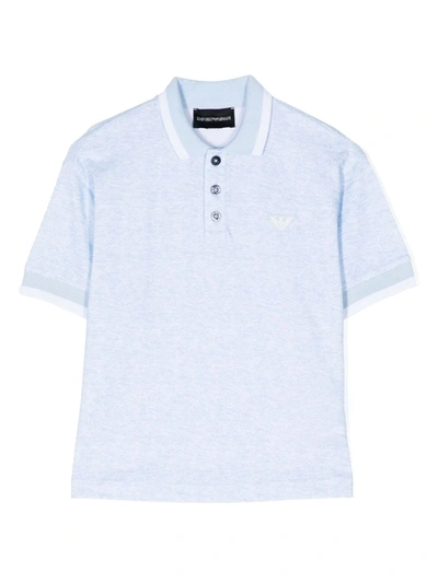 Emporio Armani Boys Blue Cotton Logo Polo Shirt